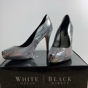 White  house black market silver heels